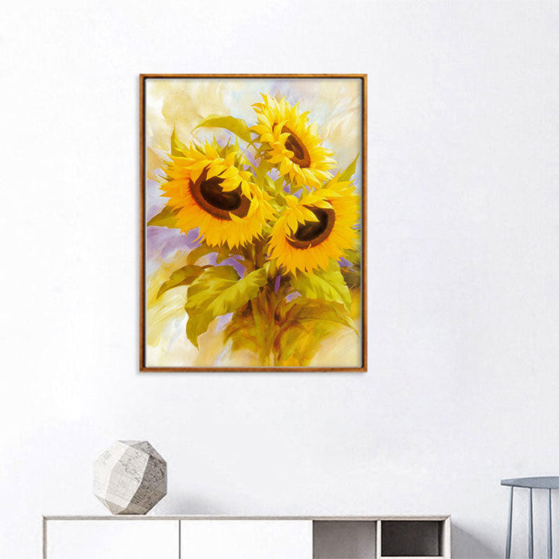 Frendorf | Gelbe Französische Landhaus Wandkunst Druck Sonnenblumenstrauß Gemälde für das Wohnzimmer