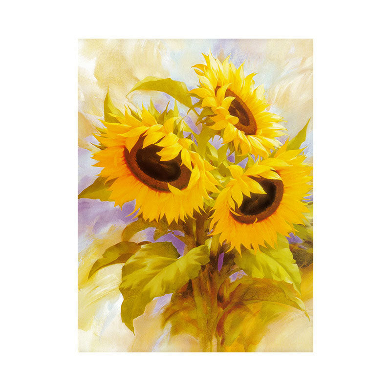 Frendorf | Gelbe Französische Landhaus Wandkunst Druck Sonnenblumenstrauß Gemälde für das Wohnzimmer