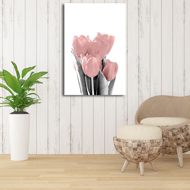 Frendorf | Blumen Leinwand Wandkunst Texturiert Nordisch Mädchen Schlafzimmer Wanddekoration in sanften Farben