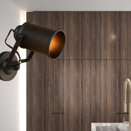 Frendorf | Zylinder Metallic Wandleuchte Antik Stil 1 Licht Wohnzimmer Wandmontierte Leuchte in Schwarz/Rost