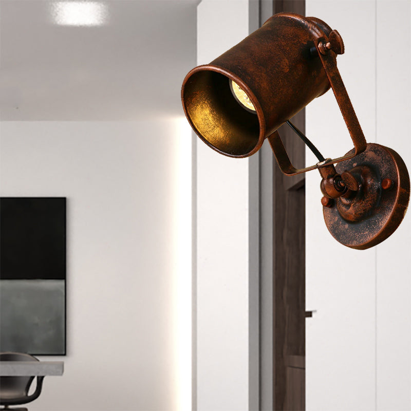 Frendorf | Zylinder Metallic Wandleuchte Antik Stil 1 Licht Wohnzimmer Wandmontierte Leuchte in Schwarz/Rost