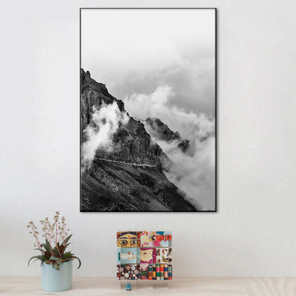 Frendorf | Foggy Natural Scenery Art Print in Grey Canvas Made Wall Decoration for Home, Texturiert