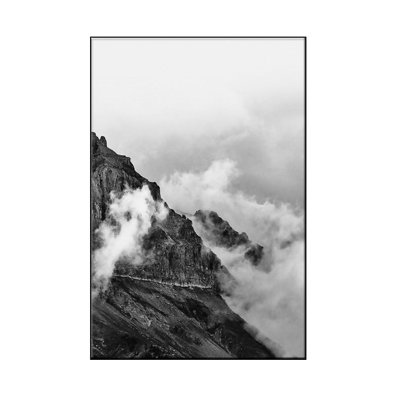 Frendorf | Foggy Natural Scenery Art Print in Grey Canvas Made Wall Decoration for Home, Texturiert