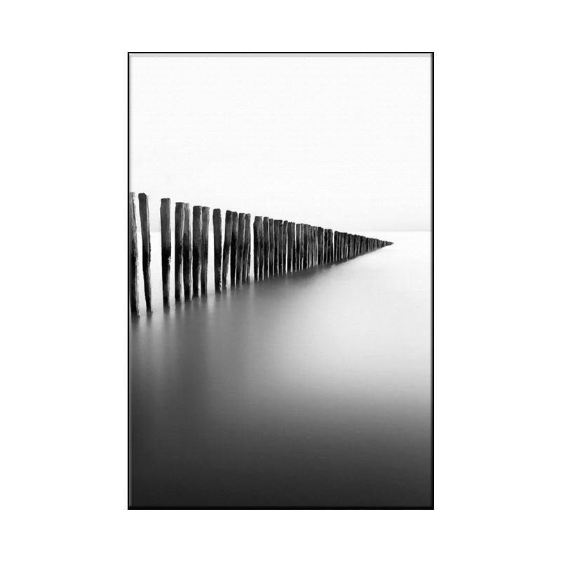 Frendorf | Foggy Natural Scenery Art Print in Grey Canvas Made Wall Decoration for Home, Texturiert