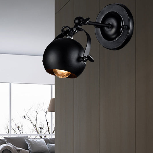 Frendorf | 1 Glühbirne Wandlampe Industrie Global Schirm Metall Verstellbare Wandleuchte in Schwarz für Restaurant