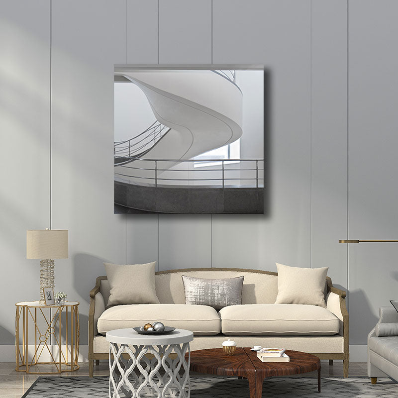 Frendorf | Woondecoratie Bouw Interieur Muurkunst Canvas Minimalisme Vierkante Schilderij in Wit voor Huiskamer