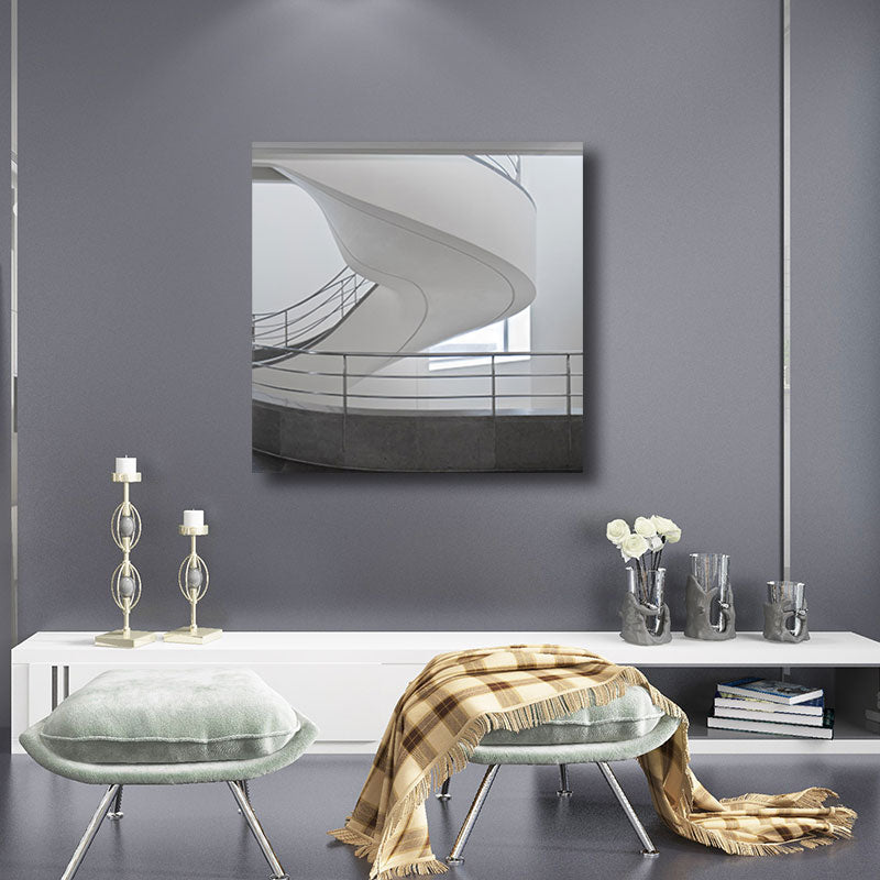 Frendorf | Woondecoratie Bouw Interieur Muurkunst Canvas Minimalisme Vierkante Schilderij in Wit voor Huiskamer