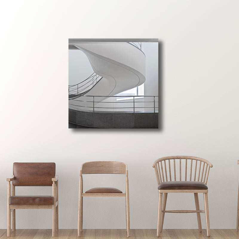 Frendorf | Woondecoratie Bouw Interieur Muurkunst Canvas Minimalisme Vierkante Schilderij in Wit voor Huiskamer