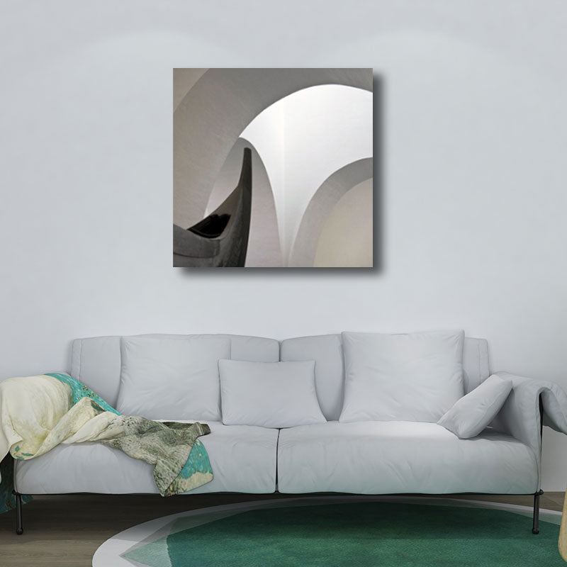Frendorf | Woondecoratie Bouw Interieur Muurkunst Canvas Minimalisme Vierkante Schilderij in Wit voor Huiskamer