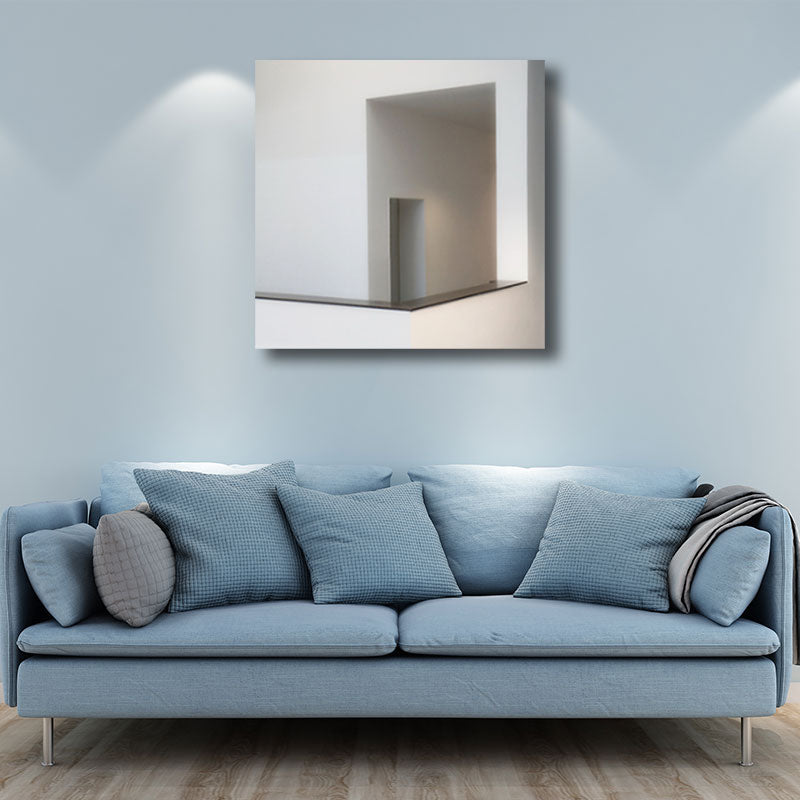 Frendorf | Woondecoratie Bouw Interieur Muurkunst Canvas Minimalisme Vierkante Schilderij in Wit voor Huiskamer