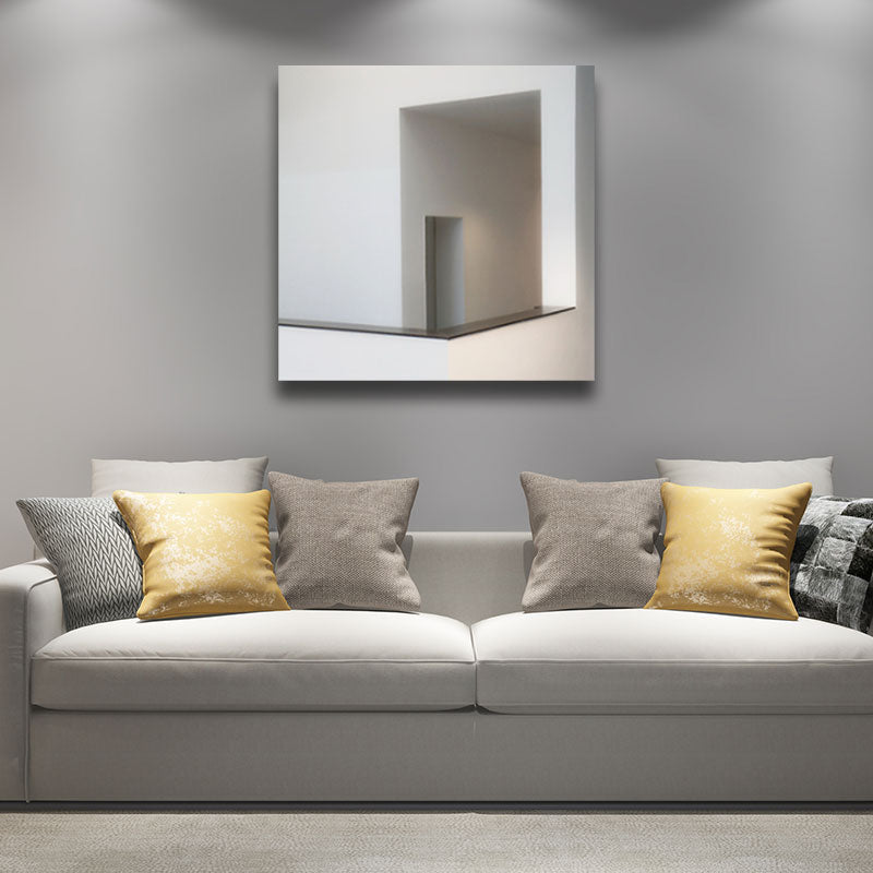 Frendorf | Woondecoratie Bouw Interieur Muurkunst Canvas Minimalisme Vierkante Schilderij in Wit voor Huiskamer