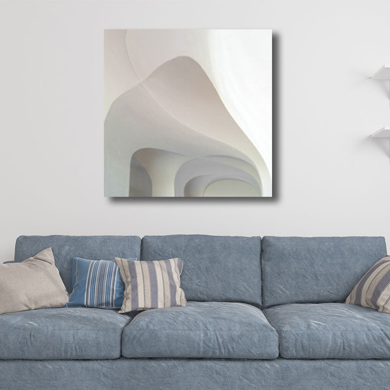 Frendorf | Woondecoratie Bouw Interieur Muurkunst Canvas Minimalisme Vierkante Schilderij in Wit voor Huiskamer