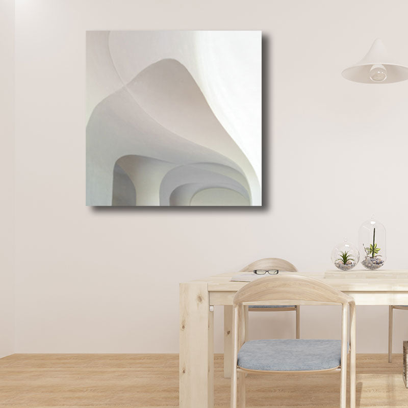 Frendorf | Woondecoratie Bouw Interieur Muurkunst Canvas Minimalisme Vierkante Schilderij in Wit voor Huiskamer