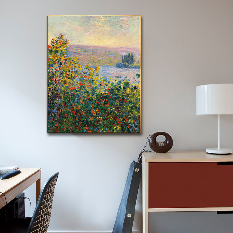 Grüne rustikale Wandkunst Dekor blühende Blume am Witte Fluss Gemälde für Zuhause