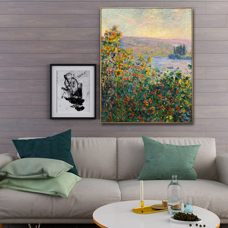 Grüne rustikale Wandkunst Dekor blühende Blume am Witte Fluss Gemälde für Zuhause