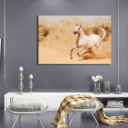 Frendorf | Fotografie Moderne Canvas Muurkunst met Rennend Paardpatroon in Donkere Kleur voor Kamer