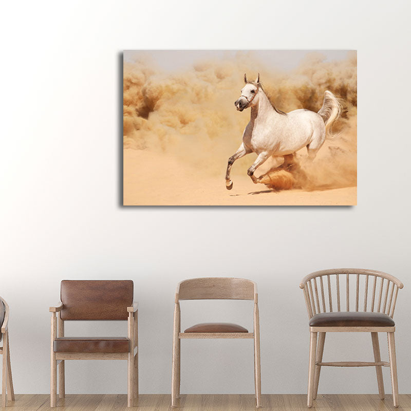 Frendorf | Fotografie Moderne Canvas Muurkunst met Rennend Paardpatroon in Donkere Kleur voor Kamer