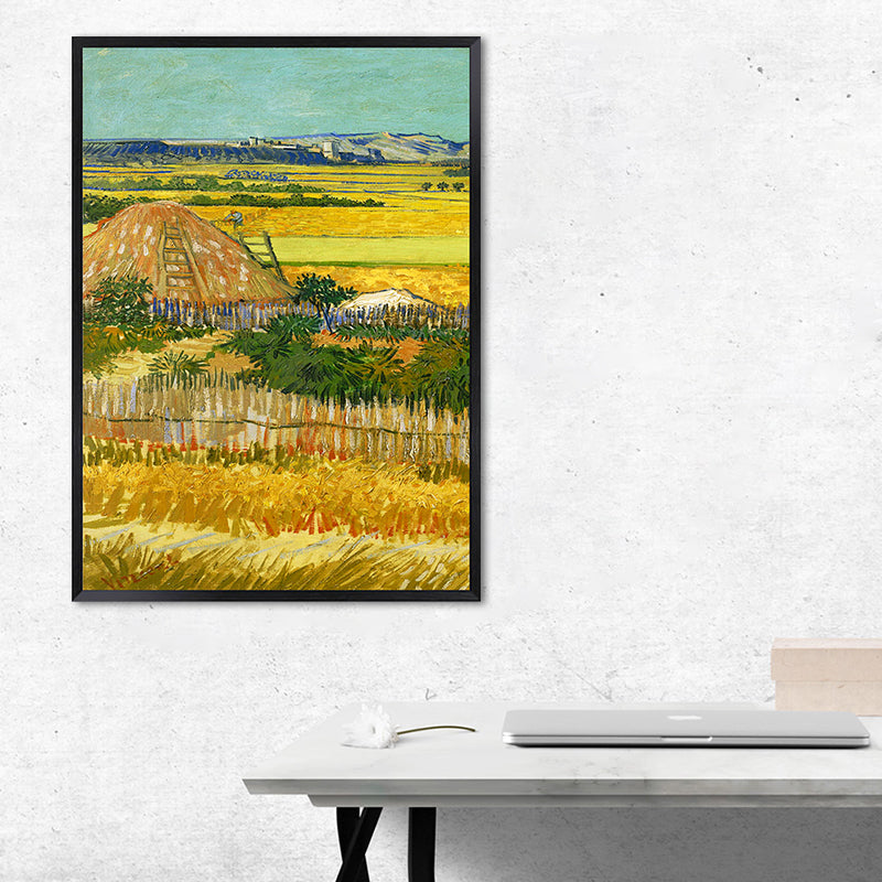 Poetisches Weizenfeldgemälde für Zuhause Van Gogh Kunstwerk Eingewickelte Leinwand in Grün, Strukturiert