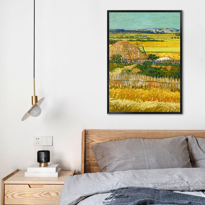 Poetisches Weizenfeldgemälde für Zuhause Van Gogh Kunstwerk Eingewickelte Leinwand in Grün, Strukturiert