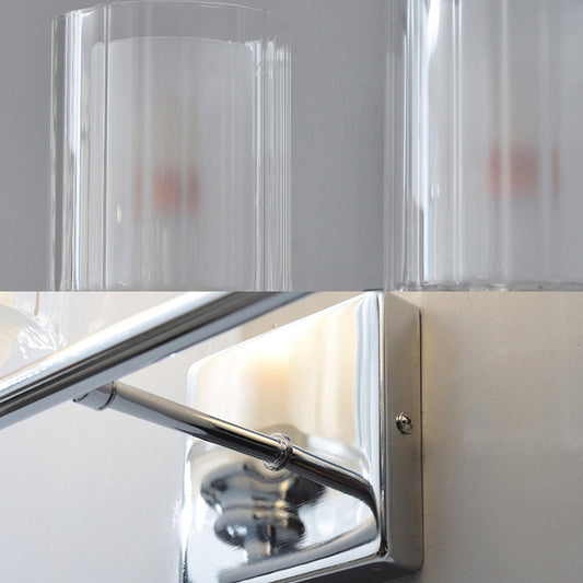 Frendorf | 2er Glühbirnen Wandlampe mit Zylinderglas-Schirm Modernes Wohnzimmer Wandbeleuchtung Fixture in Weiß