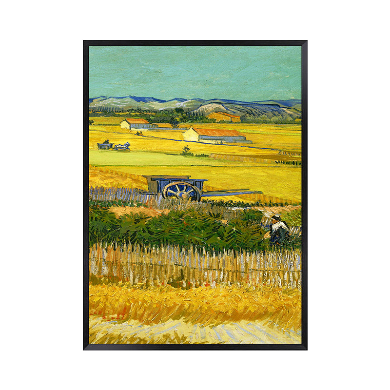 Poetisches Weizenfeldgemälde für Zuhause Van Gogh Kunstwerk Eingewickelte Leinwand in Grün, Strukturiert