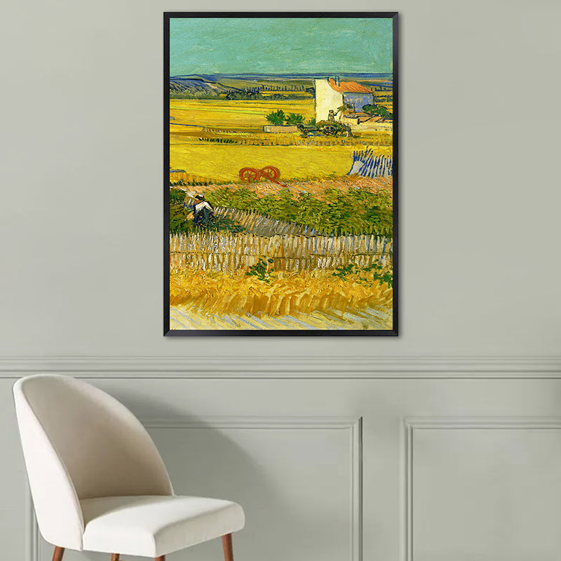 Poetisches Weizenfeldgemälde für Zuhause Van Gogh Kunstwerk Eingewickelte Leinwand in Grün, Strukturiert