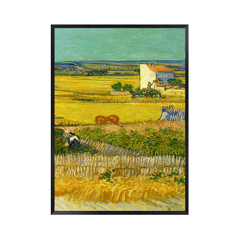 Poetisches Weizenfeldgemälde für Zuhause Van Gogh Kunstwerk Eingewickelte Leinwand in Grün, Strukturiert