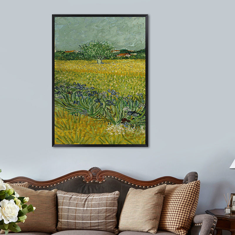 Poetisches Weizenfeldgemälde für Zuhause Van Gogh Kunstwerk Eingewickelte Leinwand in Grün, Strukturiert