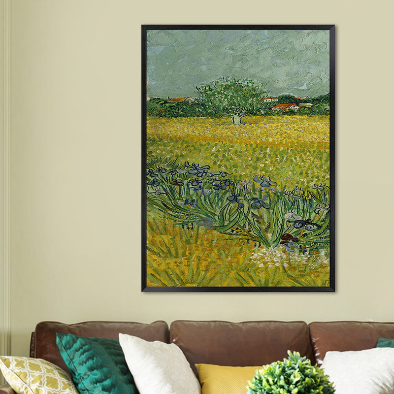 Poetisches Weizenfeldgemälde für Zuhause Van Gogh Kunstwerk Eingewickelte Leinwand in Grün, Strukturiert