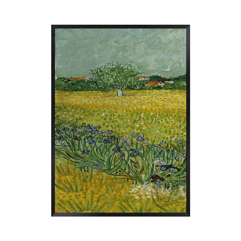 Poetisches Weizenfeldgemälde für Zuhause Van Gogh Kunstwerk Eingewickelte Leinwand in Grün, Strukturiert