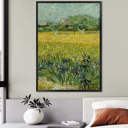 Poetisches Weizenfeldgemälde für Zuhause Van Gogh Kunstwerk Eingewickelte Leinwand in Grün, Strukturiert