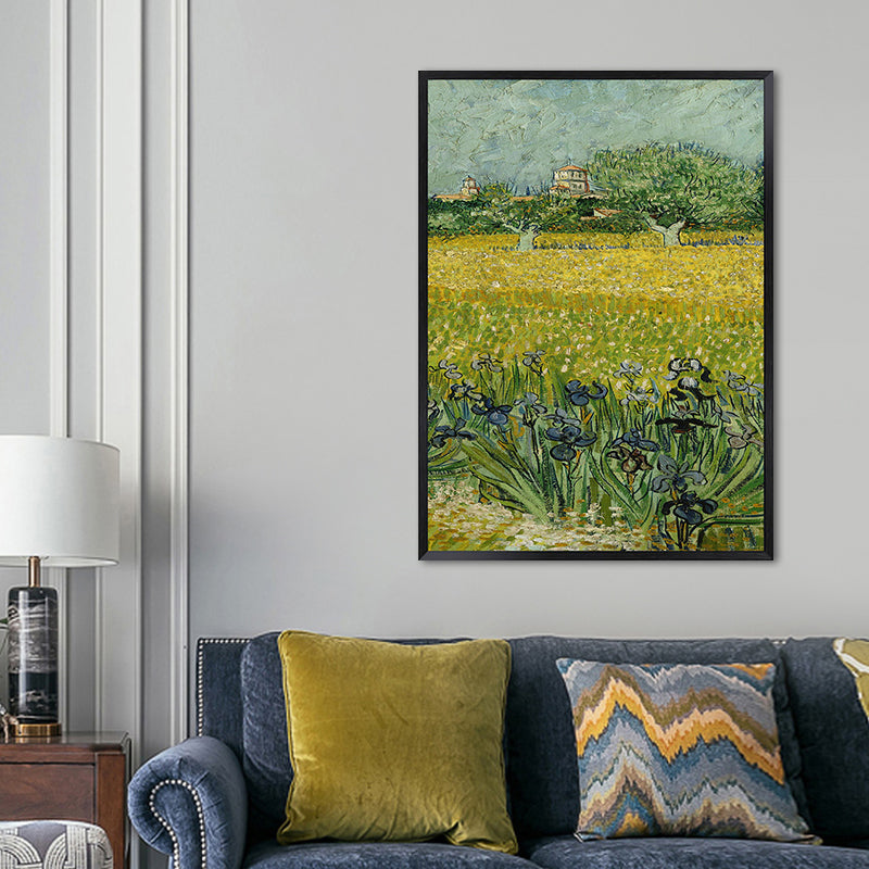 Poetisches Weizenfeldgemälde für Zuhause Van Gogh Kunstwerk Eingewickelte Leinwand in Grün, Strukturiert
