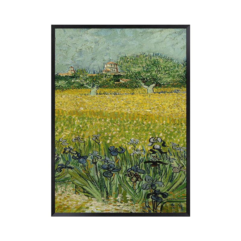Poetisches Weizenfeldgemälde für Zuhause Van Gogh Kunstwerk Eingewickelte Leinwand in Grün, Strukturiert