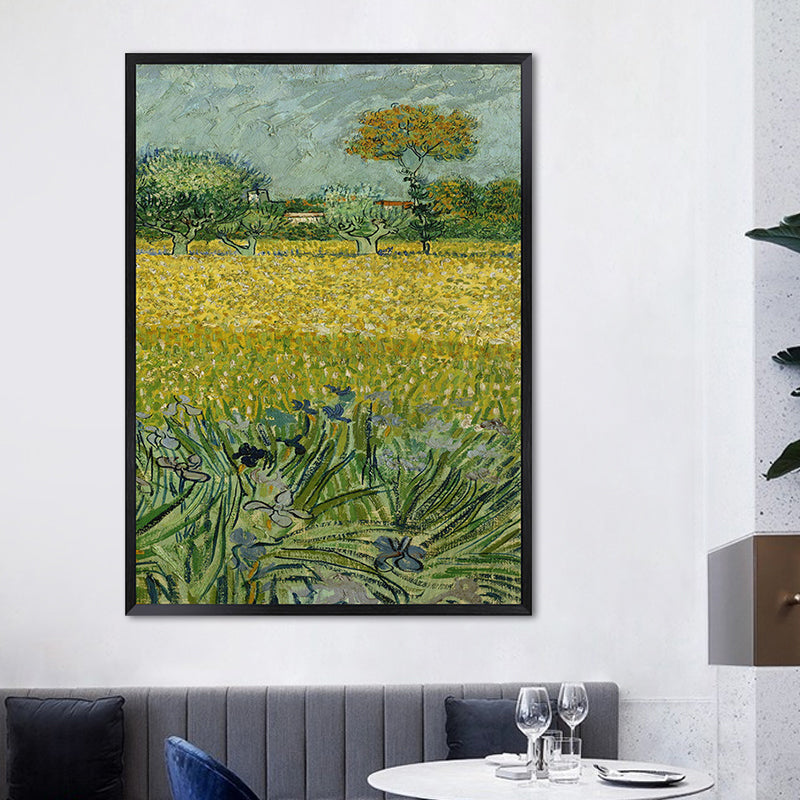 Poetisches Weizenfeldgemälde für Zuhause Van Gogh Kunstwerk Eingewickelte Leinwand in Grün, Strukturiert