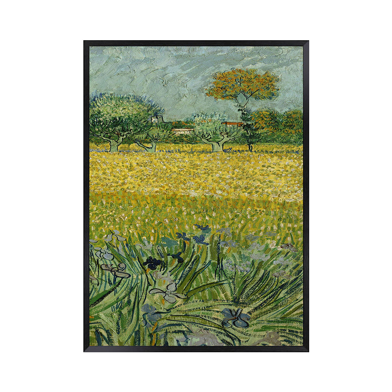 Poetisches Weizenfeldgemälde für Zuhause Van Gogh Kunstwerk Eingewickelte Leinwand in Grün, Strukturiert