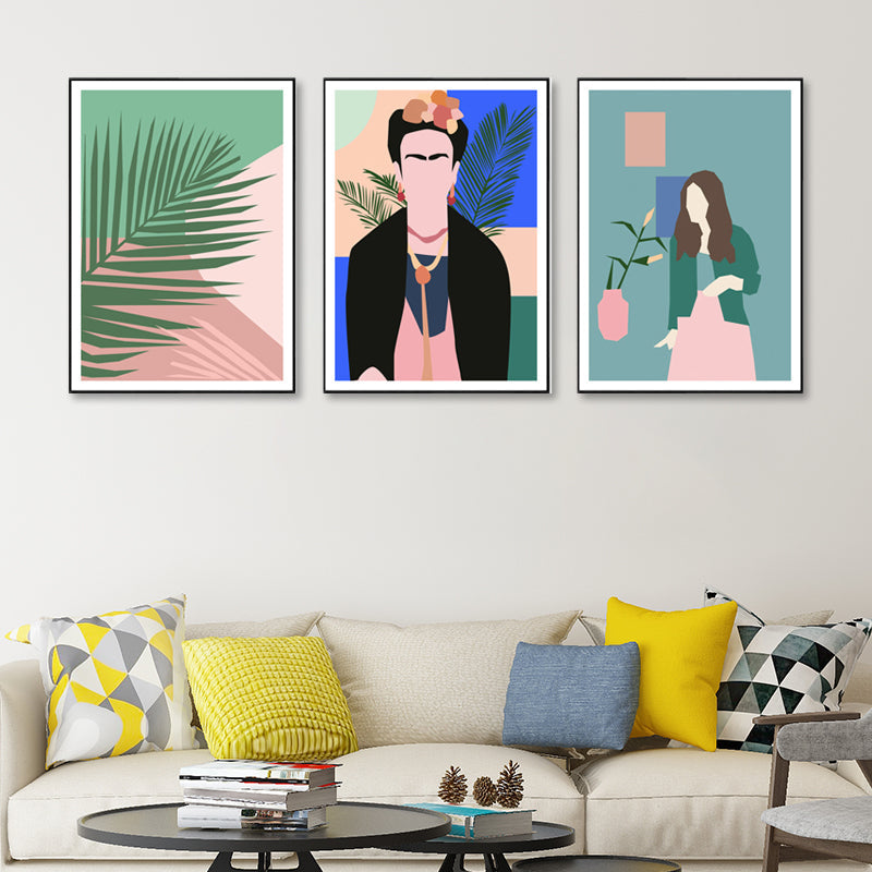 Frendorf | Blatt und Menschen Leinwand Wandkunst Set Skandinavisches Esszimmer Gemälde (Verschiedene Größen)