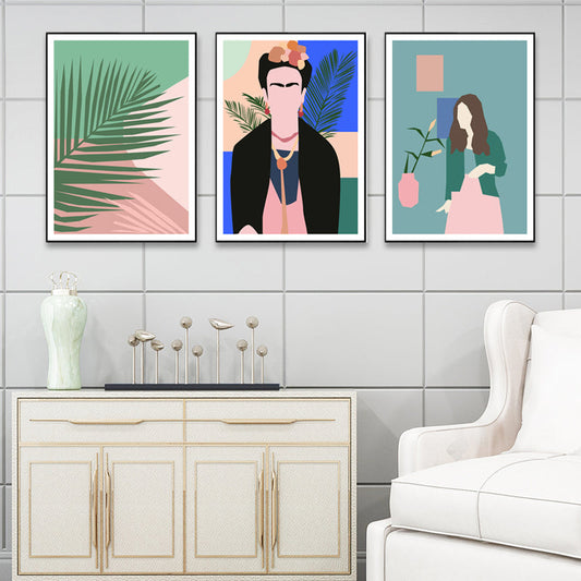 Frendorf | Blatt und Menschen Leinwand Wandkunst Set Skandinavisches Esszimmer Gemälde (Verschiedene Größen)