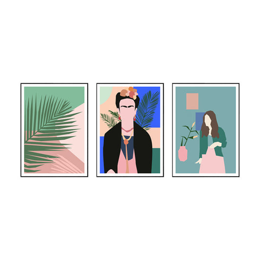 Frendorf | Blatt und Menschen Leinwand Wandkunst Set Skandinavisches Esszimmer Gemälde (Verschiedene Größen)