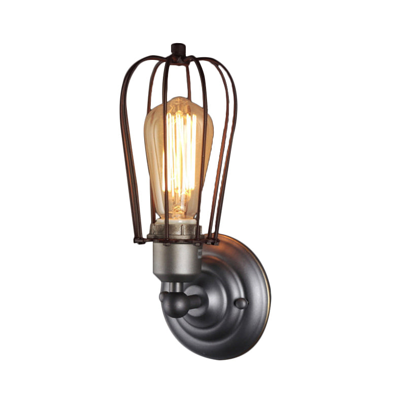 Frendorf | Metal Bulb Vormen Wandmontage Licht met Kooi Schaduw Industriële Vintage 1/2-Licht Restaurant Wandlamp in Zwart/Nikkel