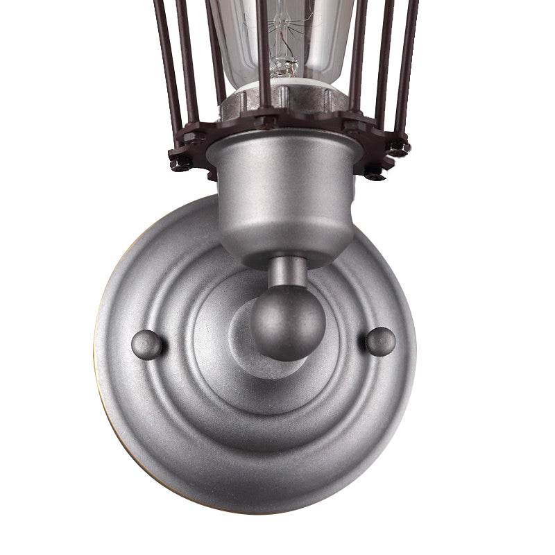 Frendorf | Metal Bulb Vormen Wandmontage Licht met Kooi Schaduw Industriële Vintage 1/2-Licht Restaurant Wandlamp in Zwart/Nikkel