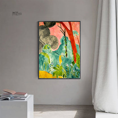 Frendorf | Botanische Strauchmalerei Wandkunst Dekor Bauernhaus Texturierte Leinwanddruck in Grün