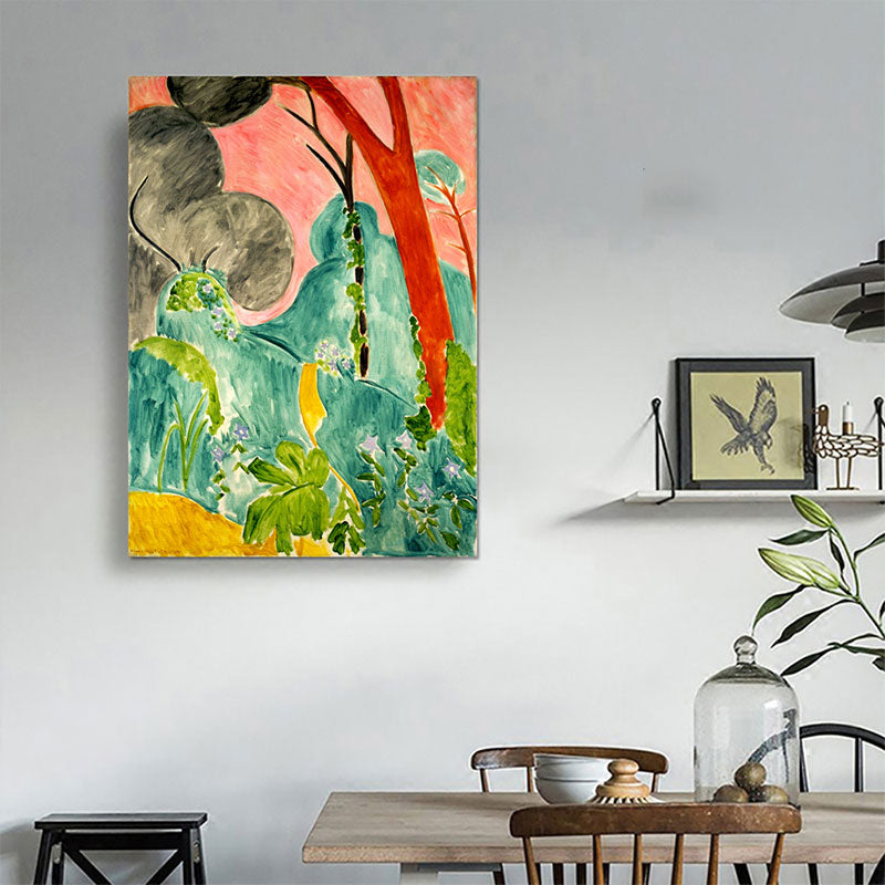 Frendorf | Botanische Strauchmalerei Wandkunst Dekor Bauernhaus Texturierte Leinwanddruck in Grün