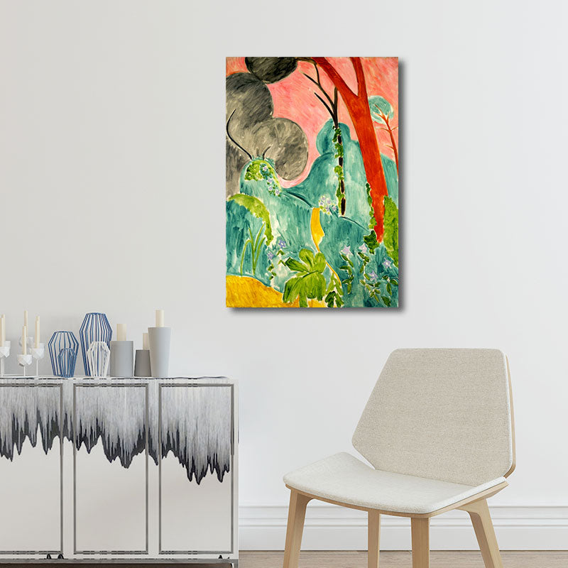 Frendorf | Botanische Strauchmalerei Wandkunst Dekor Bauernhaus Texturierte Leinwanddruck in Grün