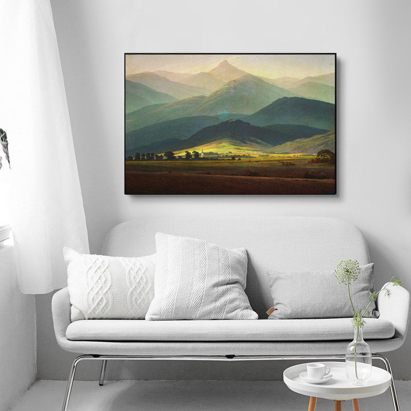 Frendorf | Grünes Smokey Mountain Layers Canvas Natur Landschaft Moderne Wohnzimmer Wandkunst Druck