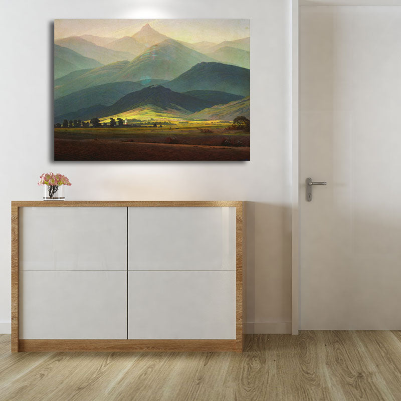 Frendorf | Grünes Smokey Mountain Layers Canvas Natur Landschaft Moderne Wohnzimmer Wandkunst Druck