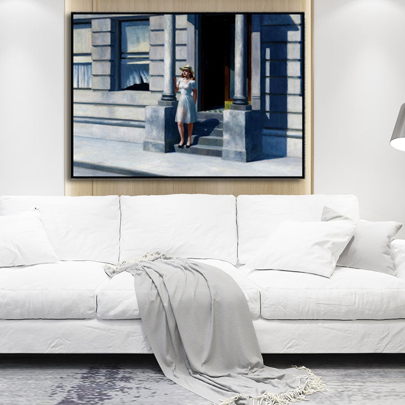Frendorf | Sommerzeit Malerei Blau Traditionelle Wandkunst Dekor für Haus Innenraum, Texturiert