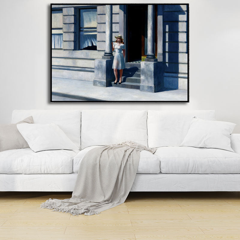 Frendorf | Sommerzeit Malerei Blau Traditionelle Wandkunst Dekor für Haus Innenraum, Texturiert