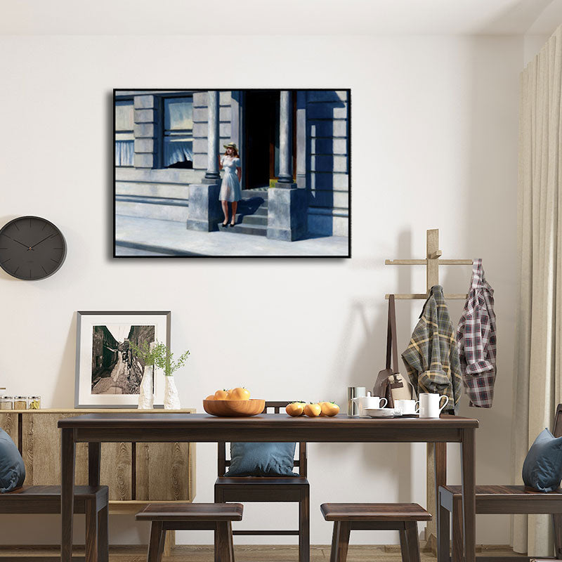 Frendorf | Sommerzeit Malerei Blau Traditionelle Wandkunst Dekor für Haus Innenraum, Texturiert