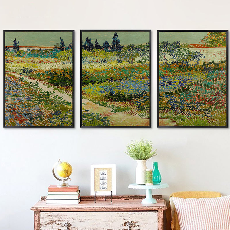 Grünes Bauernfeld Wandkunst Van Gogh Landhaus Texturierten Leinwanddruck für Zuhause