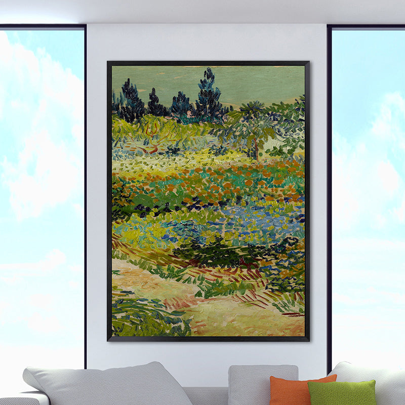 Grünes Bauernfeld Wandkunst Van Gogh Landhaus Texturierten Leinwanddruck für Zuhause